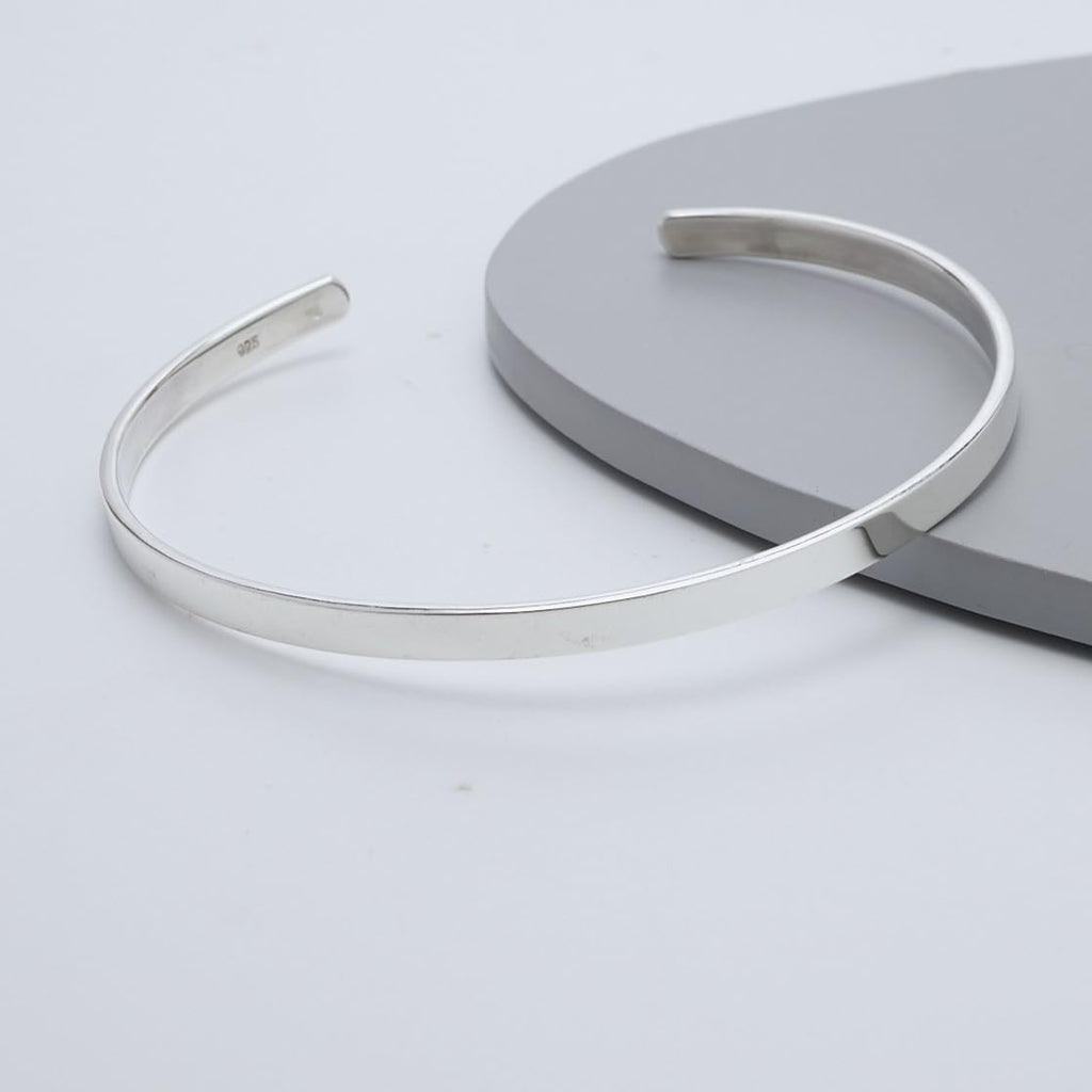 Beautiful Chic 4mm Women's Classic Plain Sterling Silver Bangle Bracelet treasurebayb2b