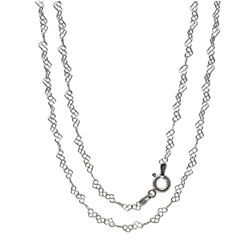 Womens Silver Necklace 925 Silver 3mm Heart Links Chain Necklace Choker Layer Stack Necklace Length 16" 18" 19" 20" 21" 22" 24" in treasurebayb2b