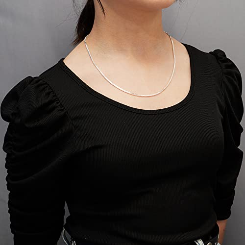 Unisex Men’s Women’s Silver Necklace - Italian 925 Sterling Silver 1.6mm Chain Necklace For Men Women Ladies Girls, Layers Stack Choker Necklace Length 16” 18” 19” 20” 21” 22” 24” and 26 In treasurebayb2b