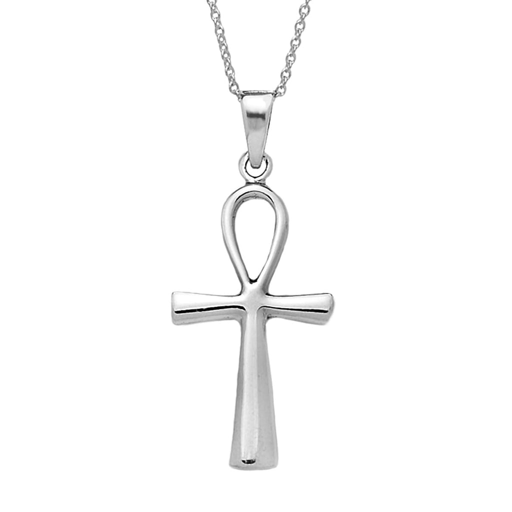 Men's Women's Silver Ankh Cross Key Of Life Pendant Necklace | Classic 925 Sterling Silver Cross Pendant on 48Cm Chain Necklace for Men & Women treasurebayb2b