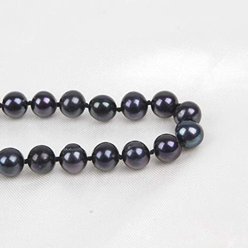 Women's Pearl Necklace Set AA Grade 8-9mm Black Freshwater Pearl Necklace and Stud Earrings Pearl Jewellery set for ladies and Girls treasurebayb2b