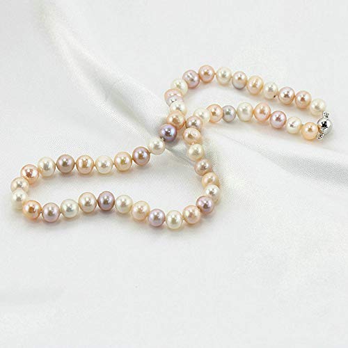 Classic Multicolour Freshwater Pearl Necklace for Women and Girls | Elegant 8-9mm Real Pearl Strand Necklace Jewellery Gift Set treasurebayb2b