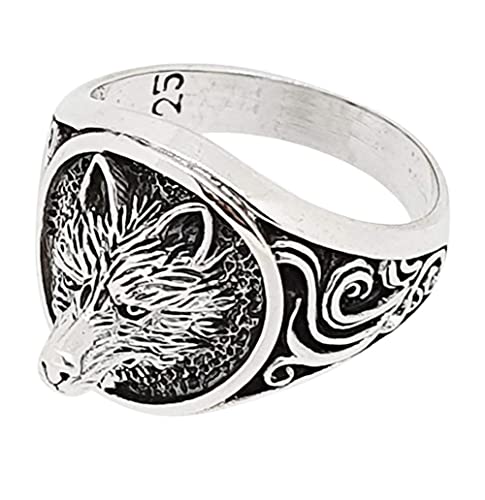 Chunky Solid 925 Solid Silver Wolf Design Silver Ring For Men treasurebayb2b