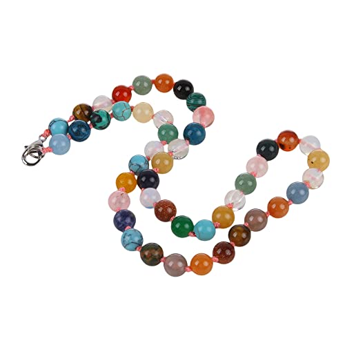 Women's Handmade Gemstone Beaded Necklace 8mm Natural Rose Quartz, Tiger's Eye, Aquamarine, Agate necklace for Women Ladies and Girls treasurebayb2b