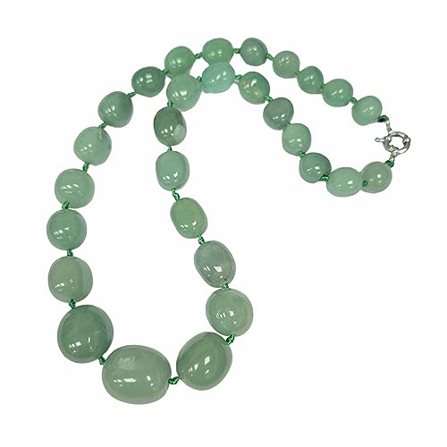 Womens Handmade Beaded Gemstone Necklace - Chunky Statement Natural Green Aventurine Gemstone Necklace for Women Ladies treasurebayb2b