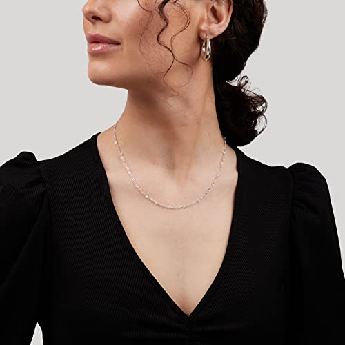 Womens Silver Necklace 925 Silver 3mm Heart Links Chain Necklace Choker Layer Stack Necklace Length 16" 18" 19" 20" 21" 22" 24" in treasurebayb2b