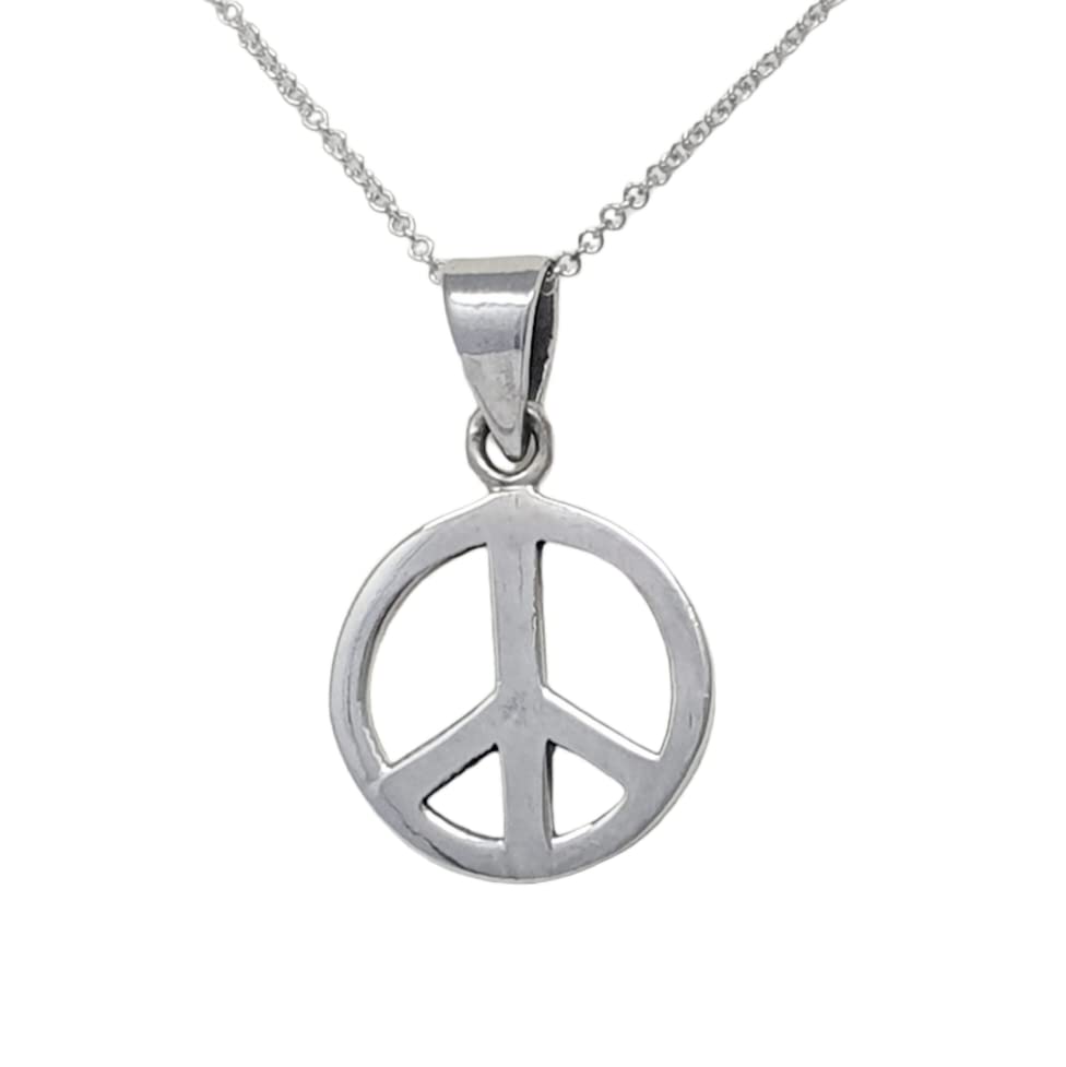 Women's Jewellery - Small Peace Sign Pendant on 45cm Trace Chain necklace treasurebayb2b