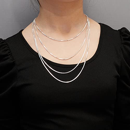 Unisex Men’s Women’s Silver Necklace - Italian 925 Sterling Silver 1.6mm Chain Necklace For Men Women Ladies Girls, Layers Stack Choker Necklace Length 16” 18” 19” 20” 21” 22” 24” and 26 In treasurebayb2b