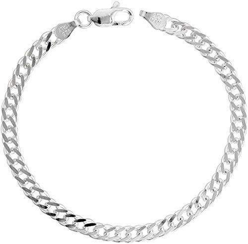 Women's Men's Silver Chain Bracelet - Italian 6mm Rombo Chain Bracelet - 925 Sterling Silver Silver Bracelet for Men Women and Girls - Length: 17.5/18.5/19.5Cm treasurebayb2b