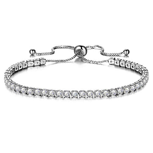 Crystal Adjustable Tennis Bracelet For Women | 14K Gold Plated Cubic Zirconia Classic Tennis Bracelet for Girls treasurebayb2b
