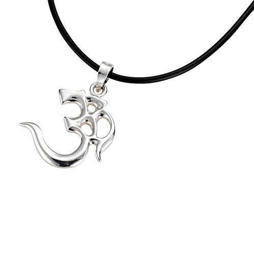 Quality Solid Sterling Silver Aum, Om, or Ohm Symbol Pendant Necklace with Leather Cord treasurebayb2b