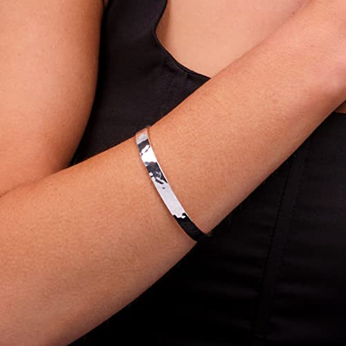Womens 5mm Solid 925 Sterling Silver Bangle Bracelet Hammered Effect treasurebayb2b