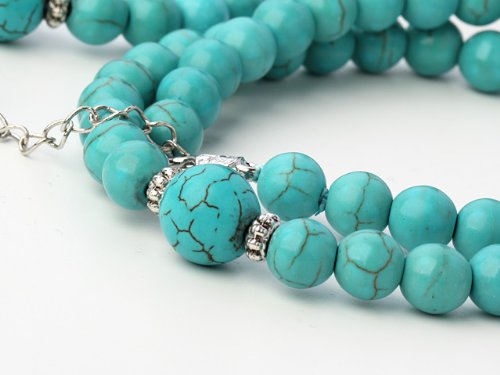 8-12mm Round Shape Turquoise Gemstone Beaded Necklace and Matching Bracelet Jewellery Set treasurebayb2b
