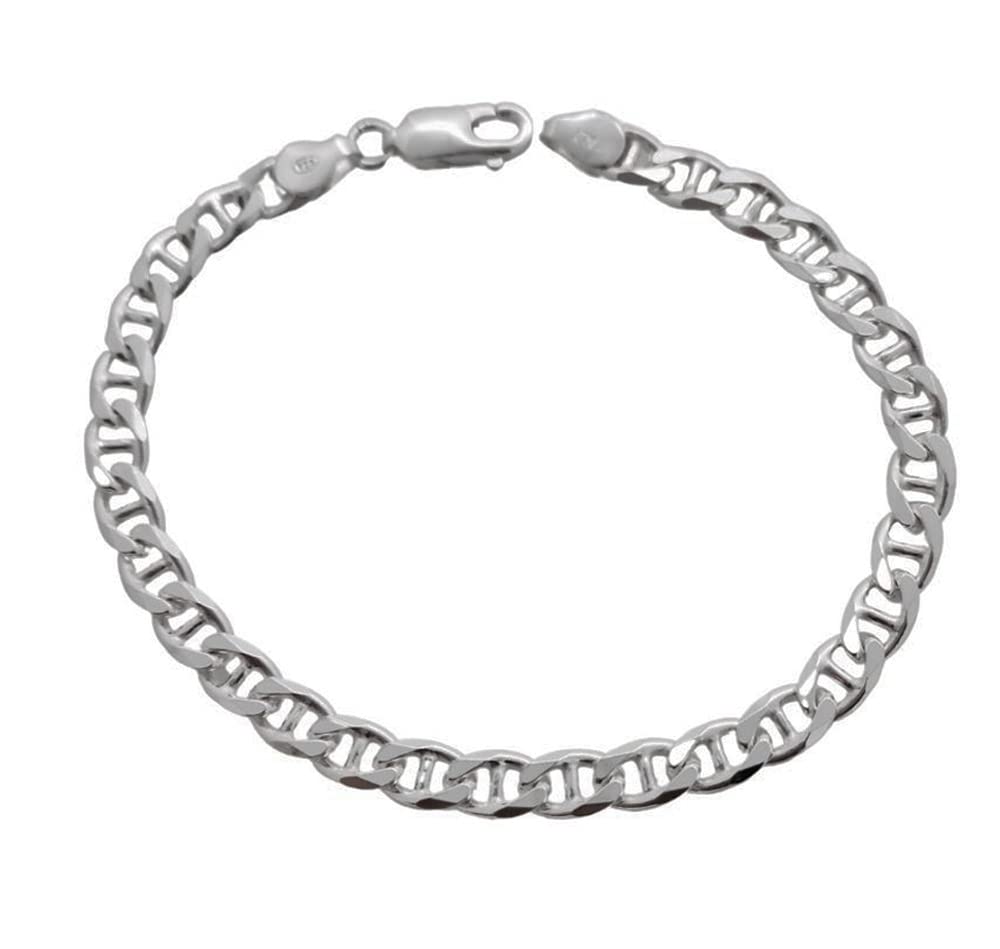 Men's Silver Bracelet Heavy Thick 925 Sterling Silver 6.5MM Mariner Chain Brecelet Length 18.5cm, 19.5cm, 21cm, 22cm and 23cm treasurebayb2b