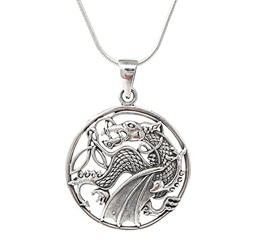 Men's Women's Celtic Dragon Pendant Made from 925 Sterling Silver on Chain treasurebayb2b