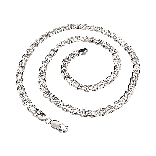 Men's Necklaces Heavy Thick 925 Sterling Silver 6.5MM Mariner Chain Necklace for Men Women Length 50/52/55/60 Cm treasurebayb2b