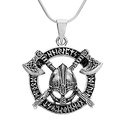 Unique Sterling Silver Armour and Axe Pendant with Chain for Men treasurebayb2b