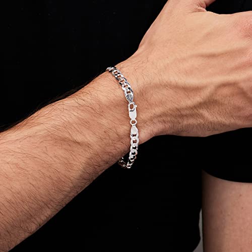 Mens Women's 925 Sterling Silver Chain Bracelet - 6.2mm Curb Chain Length 18.5cm, 19.5cm, and 21cm treasurebayb2b