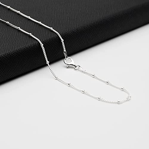 Women's Silver Chain Beads Necklace | 925 Silver Italian Chain Layered Stacking Necklace Curb Ball Beaded Chain Necklace for Women and Girls 16" 18" 19" 20" 21" 22" 24" in treasurebayb2b
