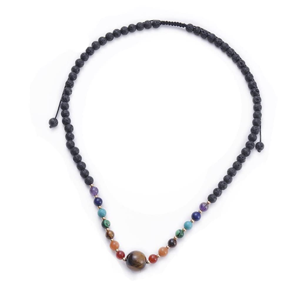 Handmade Mens Women's Chakra Beaded Necklace Adjustable Length - Natural Gemstones Power Bead Healing Crystal Jewellery treasurebayb2b