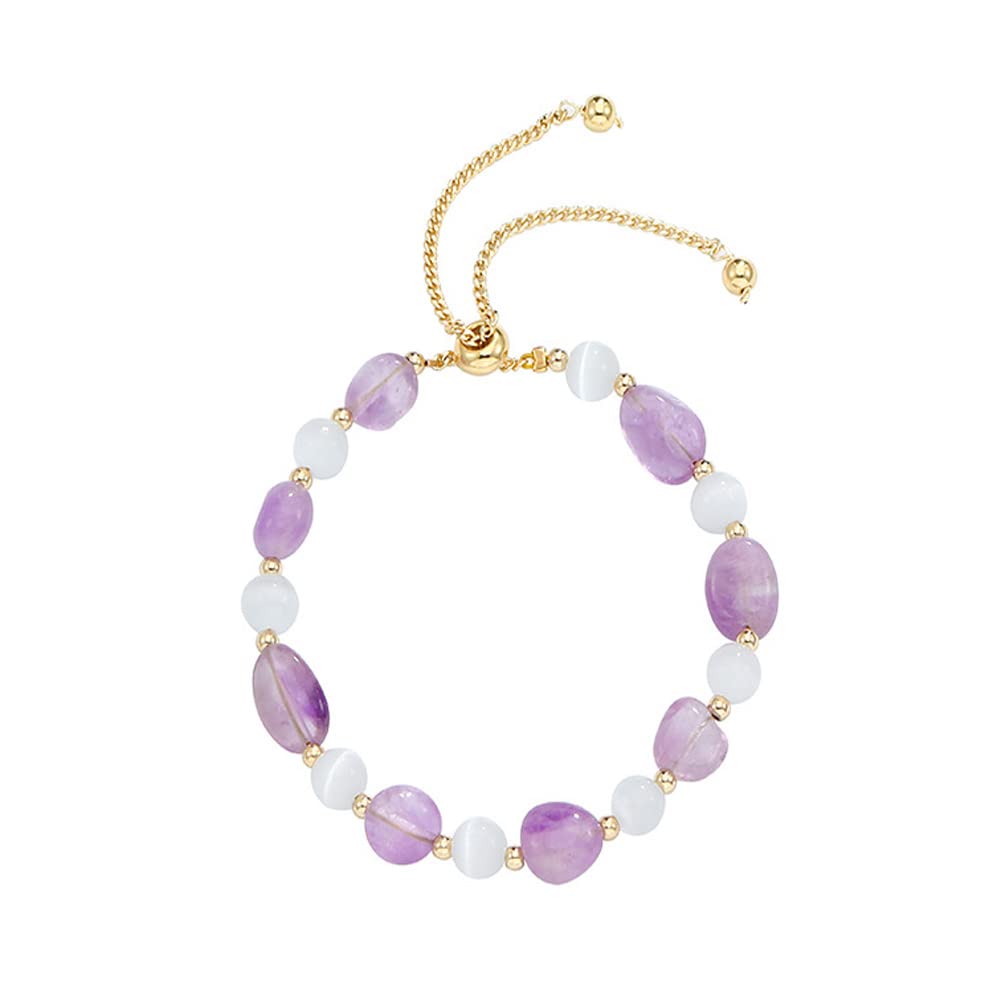Handmade Womens Natural Gemstone Bracelet | Stress and Anxiety Power Bead Healing Crystal Gemstone Pearl Bracelet - Adjustable Size treasurebayb2b
