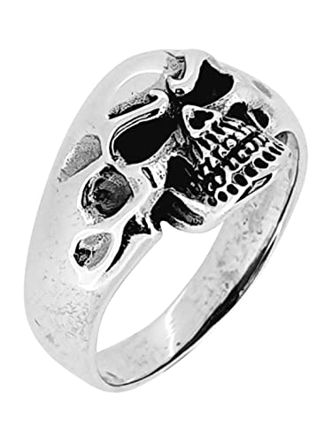 925 Sterling Silver Skull Biker Ring treasurebayb2b