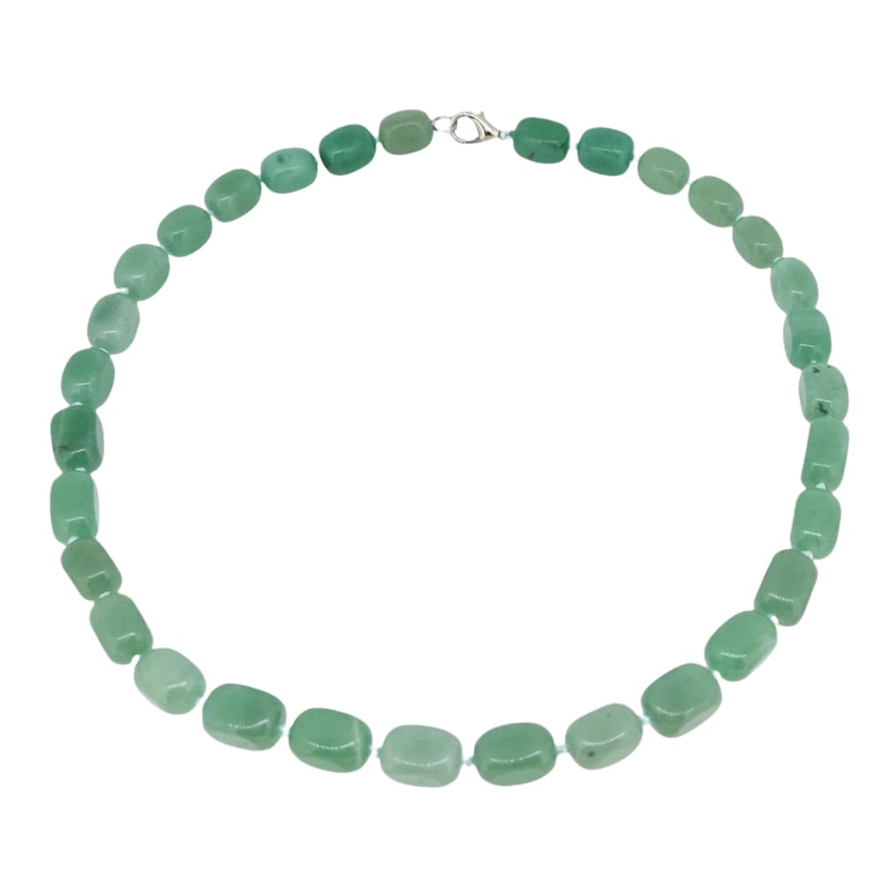 Handmade Women's 10X12mm Natural Green Aventurine Gemstone Beaded Necklace treasurebayb2b