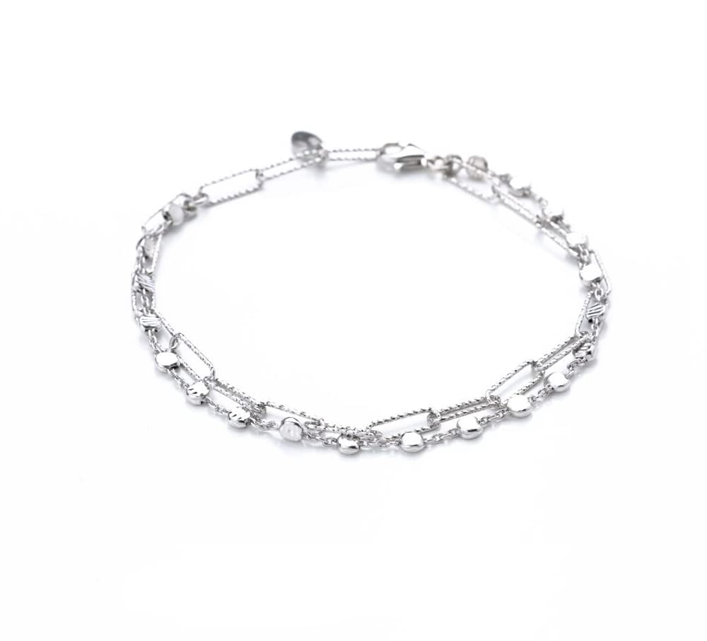 Womens Charm Bracelet Italian Made 925 Silver Adjustable Length 17cm-20cm treasurebayb2b
