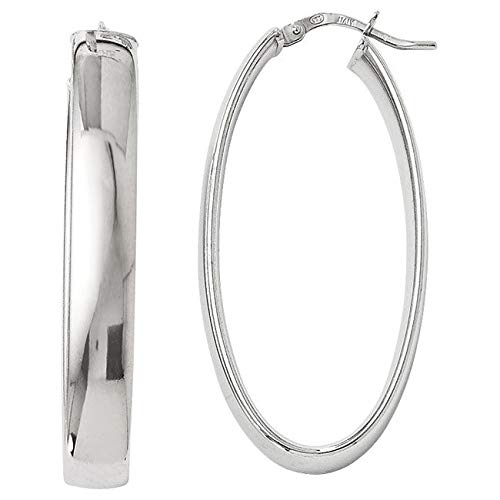 Simply Classic Plain 925 Sterling Silver Oval Hoop Earrings For Women treasurebayb2b