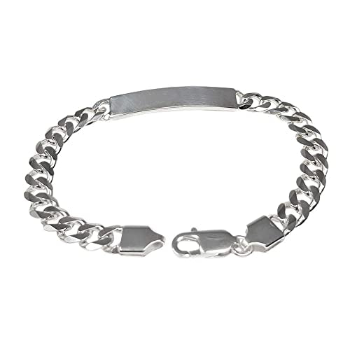 Mens Solid 925 Sterling Silver ID Bracelet 7mm, Silver Chain Bracelet Available in 19.5cm, 21cm and 23cm treasurebayb2b