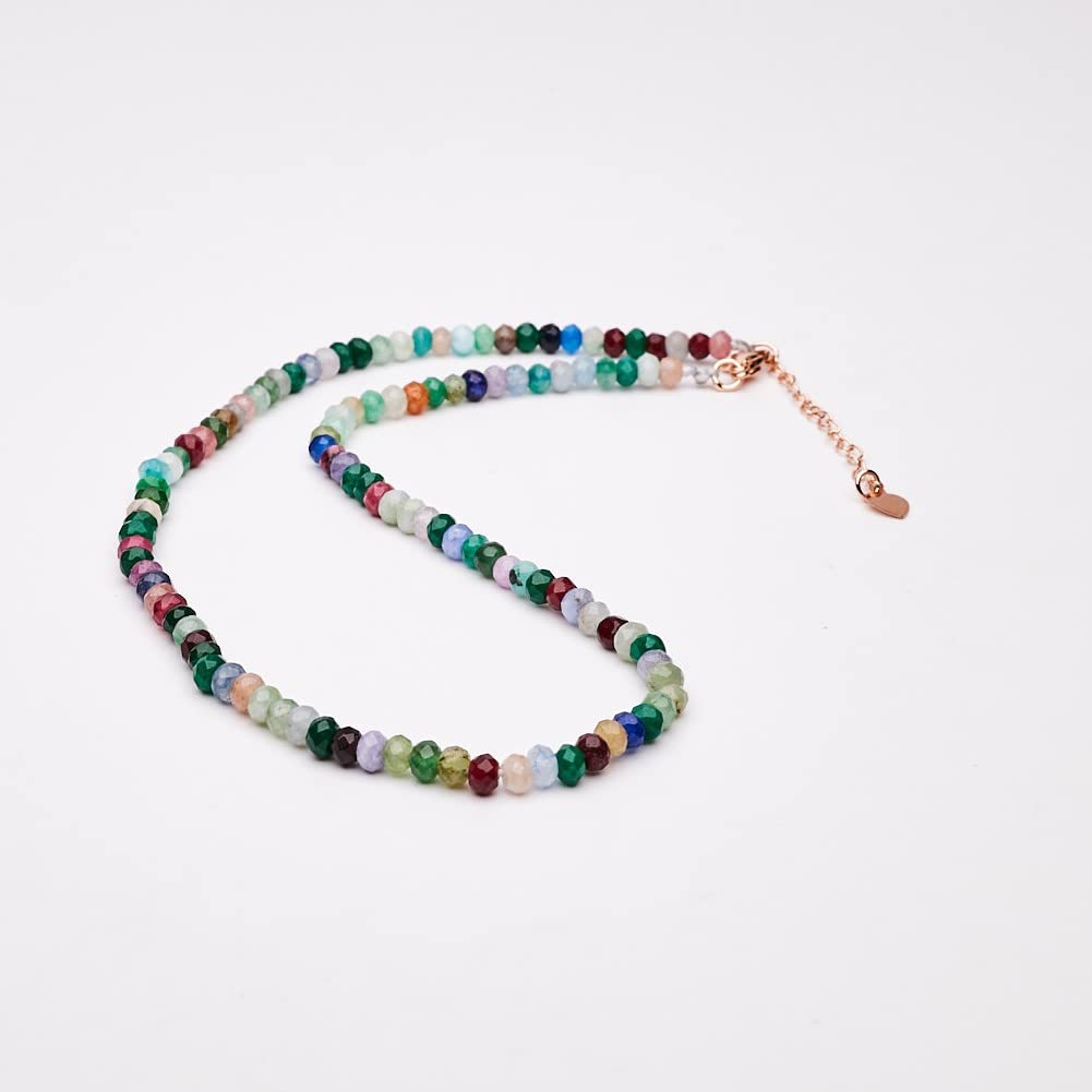 Handmade Womens Girls Beaded Necklace Choker with 5cm Extender - Natural Gemstones Healing Crystal Jewellery Multicolour treasurebayb2b