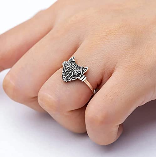 Women's Wolf Head Ring 925 Sterling Silver Size J/L/N/P/R treasurebayb2b