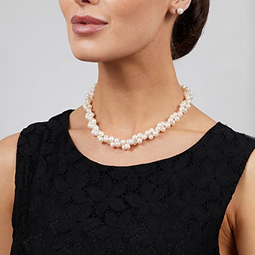 Handcrafted Two-Row 7mm White Natural Fresh Water Pearl Necklace, Two Strands Womens Pearl Necklace treasurebayb2b