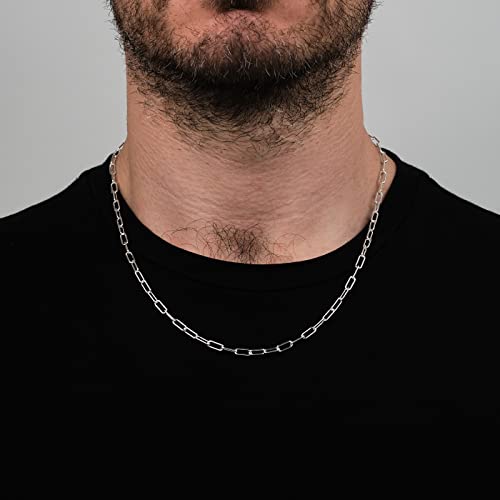 Women's Men's 925 Sterling Silver Chain Necklace Elongated Paperclip Links Chain Italian Made Length 40/45/48/50/52/55/60/65 Cm treasurebayb2b