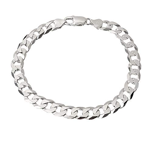 Mens Womens Solid 925 Sterling Silver Chain Bracelet - 8mm Width Available in 18cm, 19cm 21cm 22cm and 23cm treasurebayb2b