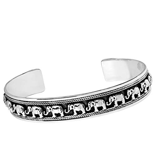 Unique 925 Sterling Silver Elephant Bangle Bracelet for Women and Men | Women's Silver Bangle Bracelet Adjustable treasurebayb2b