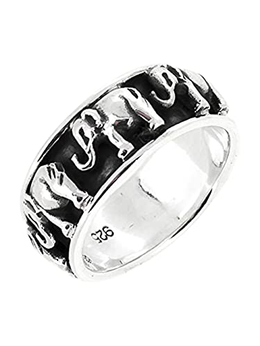 MEN WOMEN 11mm 925 Sterling Silver Ring Elephant Design, Available in Sizes P-Z treasurebayb2b