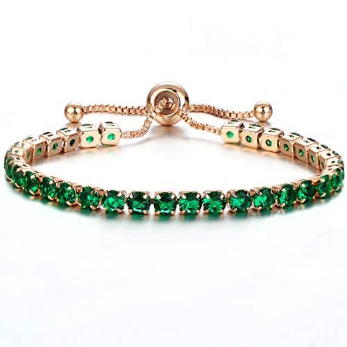 Crystal Adjustable Tennis Bracelet For Women | 14K Gold Plated Cubic Zirconia Classic Tennis Bracelet for Girls treasurebayb2b