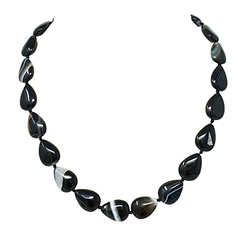 Handmade Beaded Natural Tiger's Eye, Blue Spots, Agate Gemstone Necklace for Women Ladies and Girls - Women's Necklace 18In treasurebayb2b