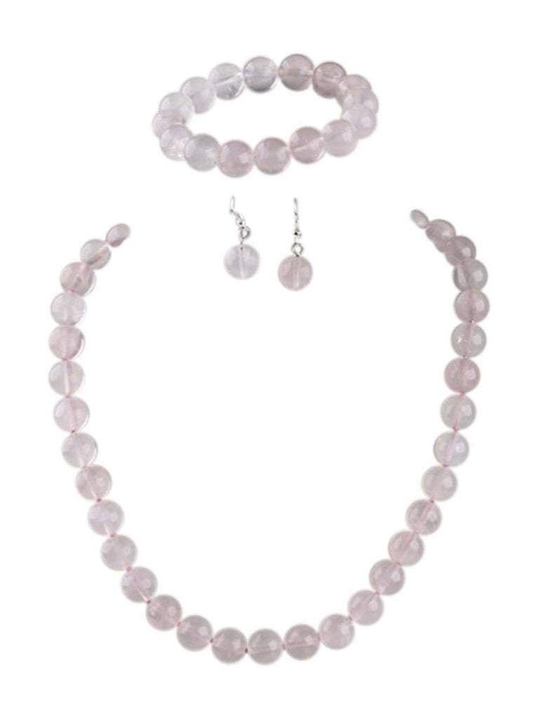 Stunning 12mm Natural Gemstone Beaded Necklace and Bracelet Jewellery Set For Women treasurebayb2b