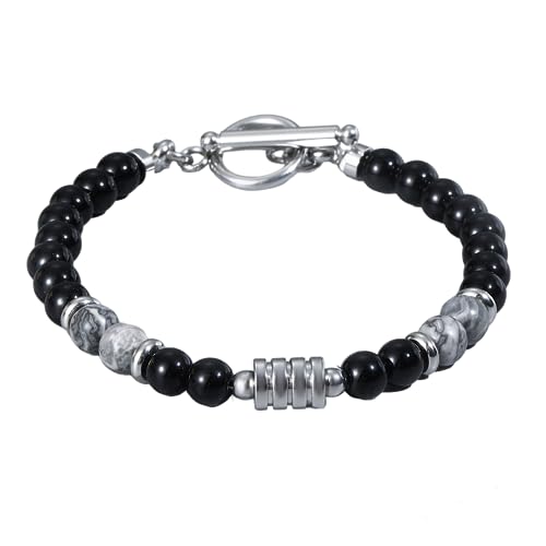 Mens Handmade Natural Gemstone Bracelet | Tiger's Eye, Black Onyx Gemstone Beaded Bracelet for Men Women treasurebayb2b