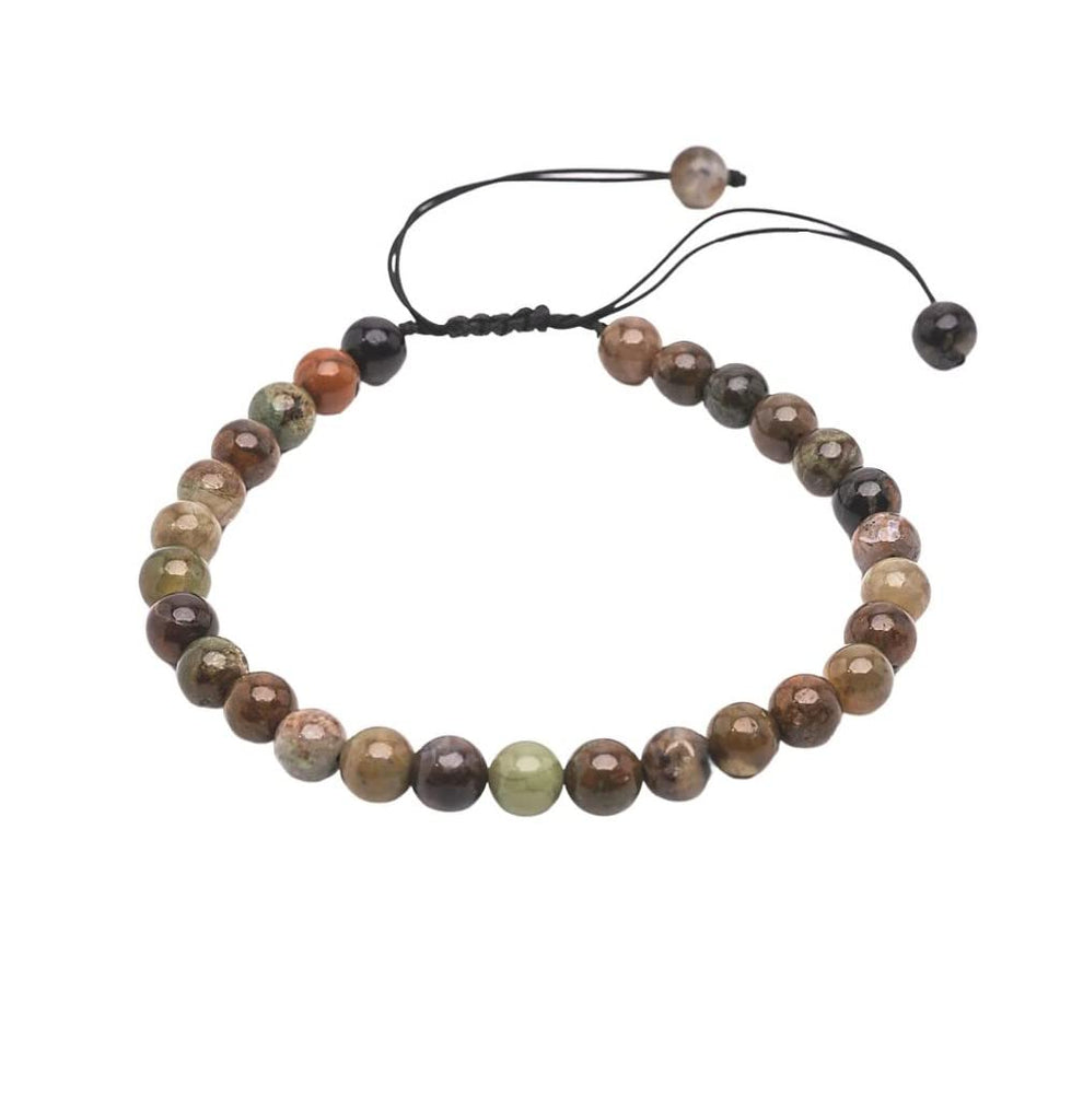 Womens Mens Beaded Bracelet - Handmade 6mm Gemstone Bracelet Adjustable Friendship Bracelet For Women's Girls - Green Jade, Pink Opal, Tiger's Eye Beaded Bracelet treasurebayb2b