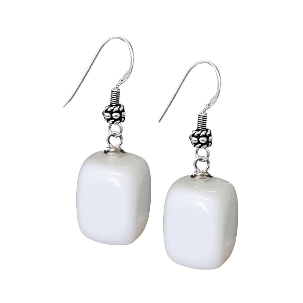 Women's Handmade Earrings White Shell Bead Sterling Silver Drop Earrings - Gift Ideas for Women treasurebayb2b