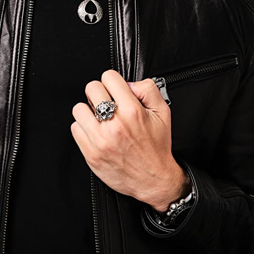 Biker Jewellery 925 Sterling Silver Skull Biker Gothic Punk Rocker Ring treasurebayb2b