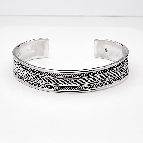 Men's Silver Bracelet Bangle - Solid Silver Celtic Knot Cuff Bangle Bracelet for Men and Women Adjustable Size treasurebayb2b