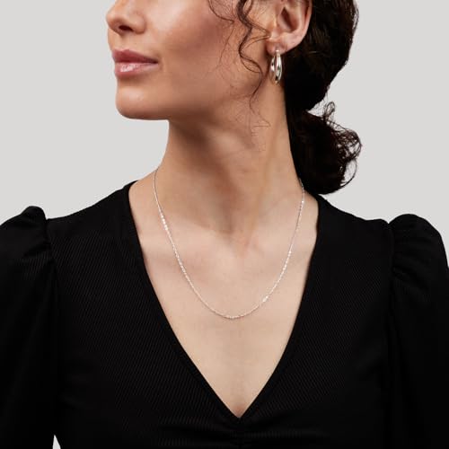Womens Girls 1.6mm Trace Chain necklace 925 Sterling Silver Italian Made Length: 16/18/19/20/21/22/24" In treasurebayb2b