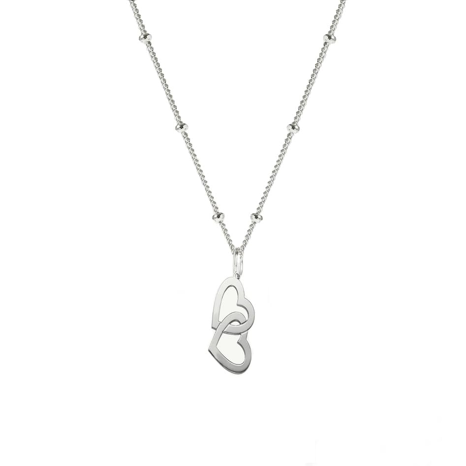 Women's Silver Necklace - 925 Sterling Silver Pendant Charm Small Chain Beaded Necklace Layered Stacking Curb Chain Necklace for Women Ladies Girls treasurebayb2b