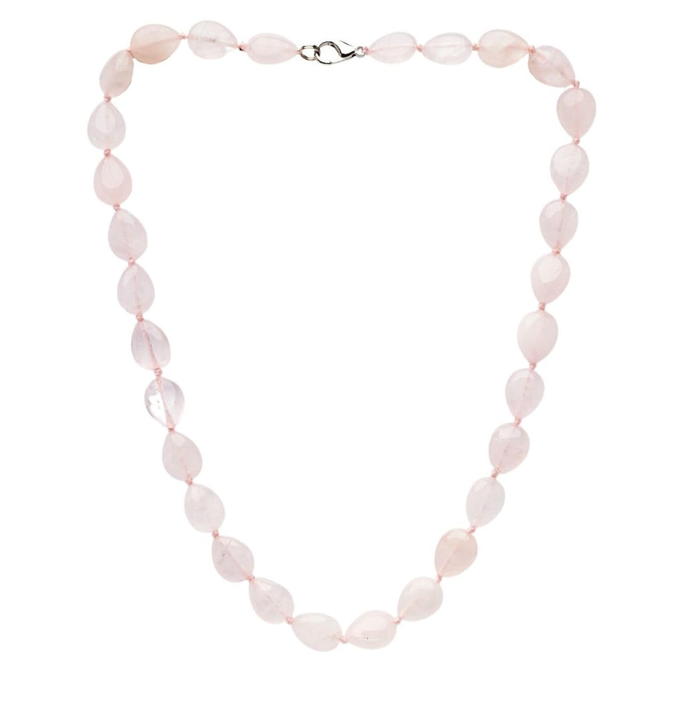 Womens Handmade Natural Pink Rose Quartz Gemstone Beaded Necklace - Pink Beaded Necklace for Women Ladies and Girls treasurebayb2b