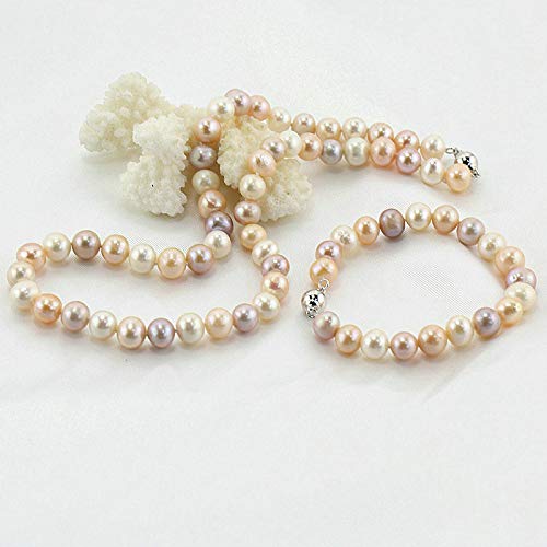 Classic Multicolour Freshwater Pearl Necklace for Women and Girls | Elegant 8-9mm Real Pearl Strand Necklace Jewellery Gift Set treasurebayb2b