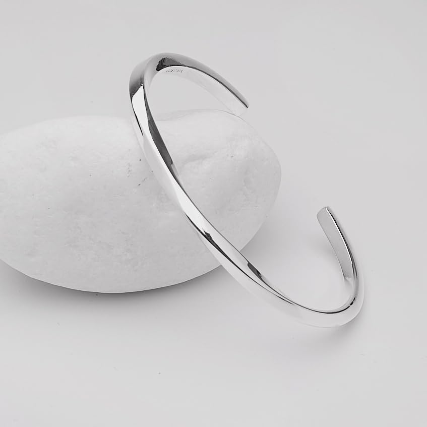 Men's Women's Solid 925 Sterling Silver Bangle Bracelet Cuff Plain Solid Twisted Design treasurebayb2b